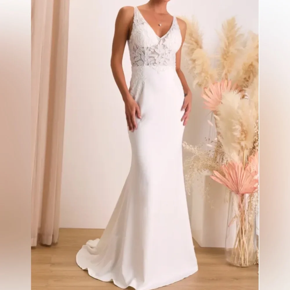 NWT Lulus Remarkably Romantic White Sheer Mesh Beaded Maxi Wedding Dress - Picture 2 of 6